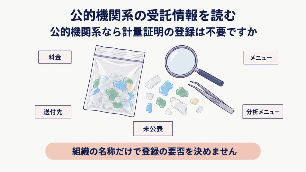 掲載された送付先と分析メニューを確認する検体袋