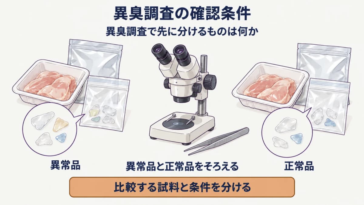 異常品と正常品を分けて始めるにおい調査