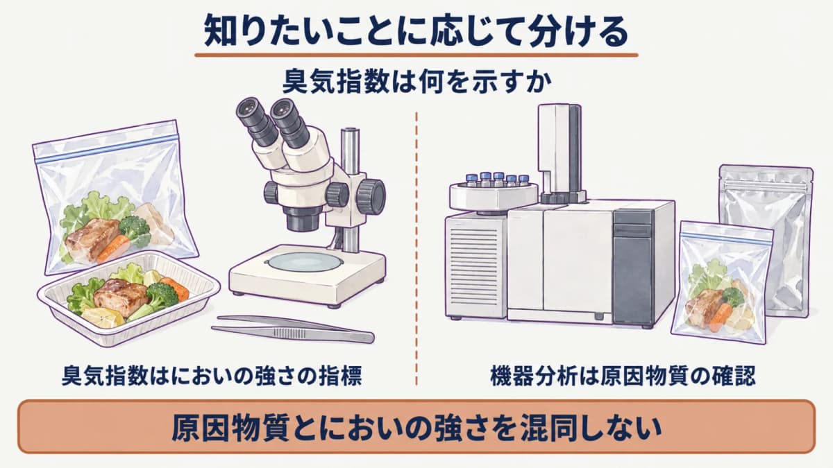 原因物質の確認とにおいの強さを分ける