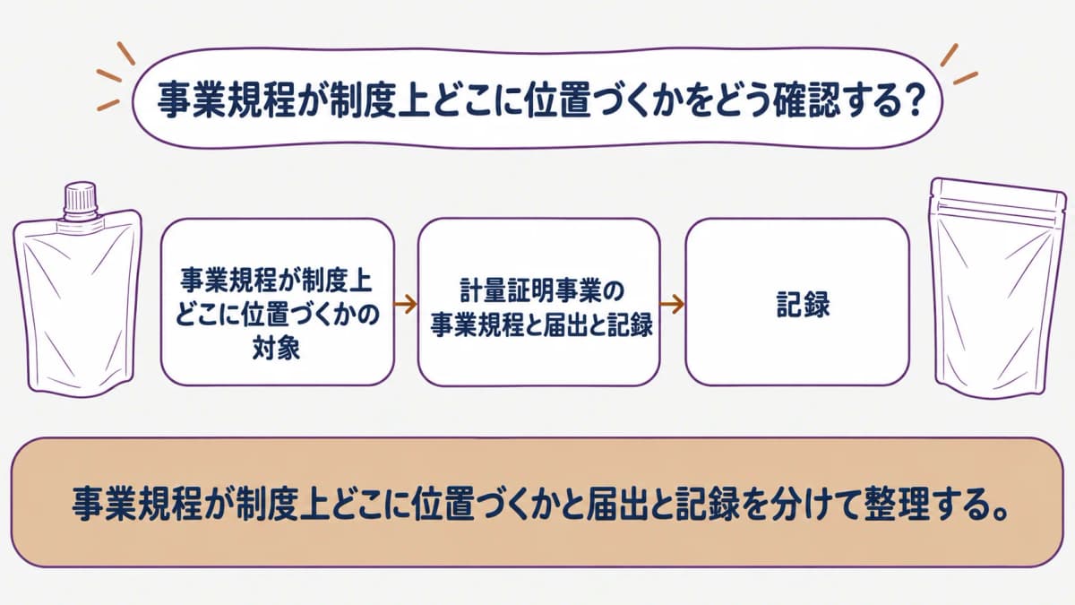 事業規程が制度上どこに位置づくかを整理する図
