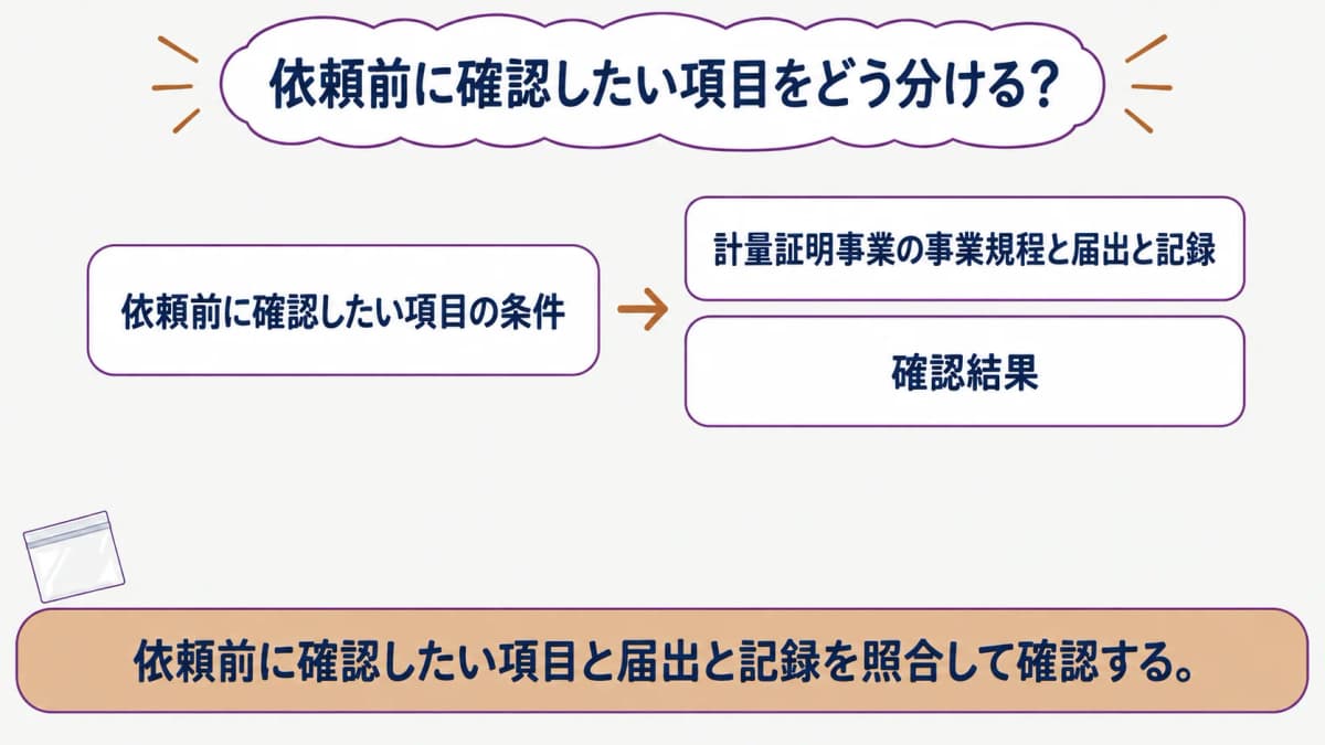 依頼前に確認したい項目を整理する図
