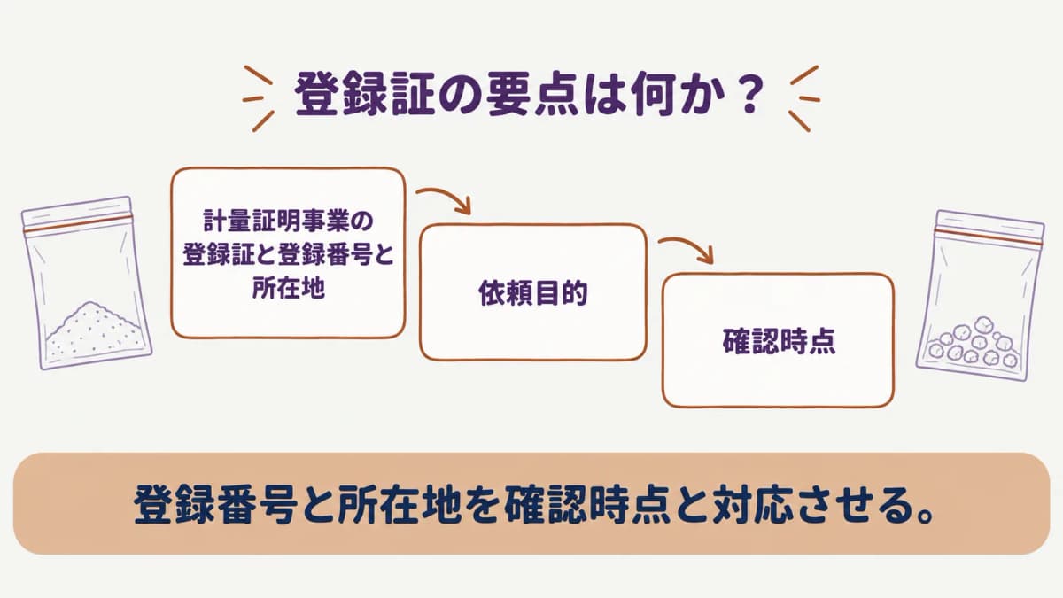 計量証明事業の登録証の確認の早見表