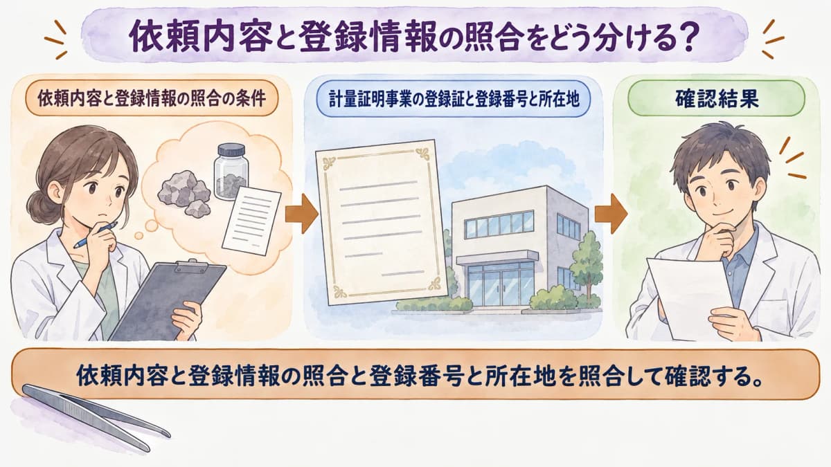依頼内容と登録情報の照合を整理する図