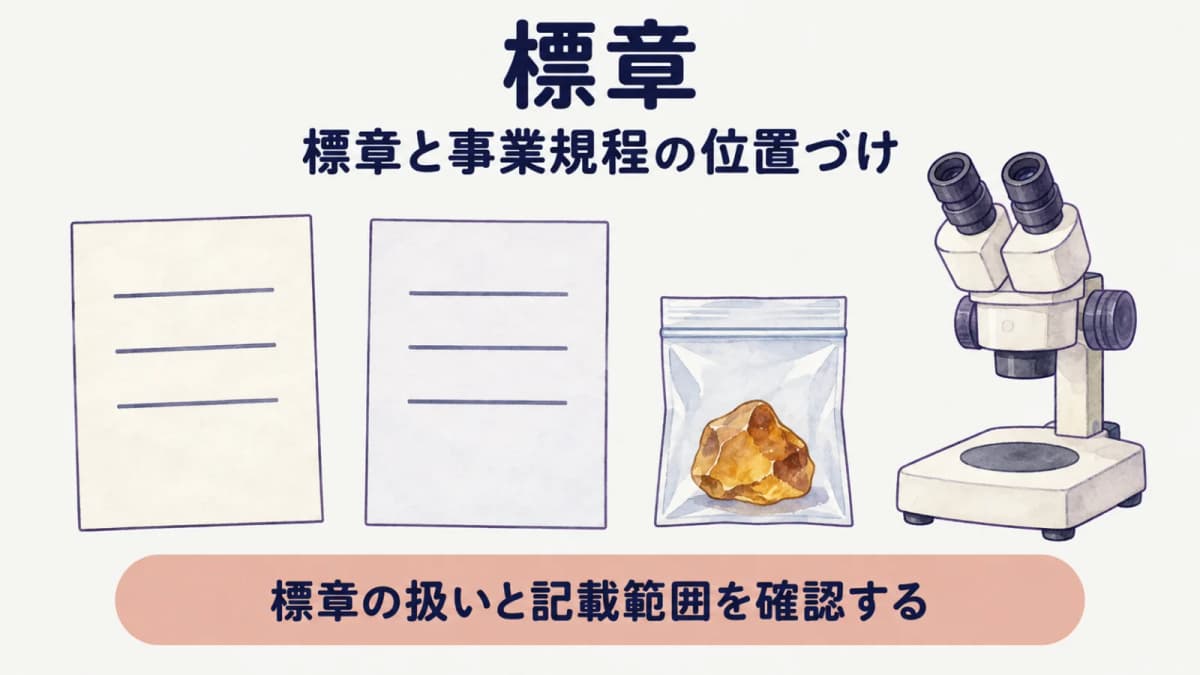 標章を付した証明書と事業規程の確認順序を示す図