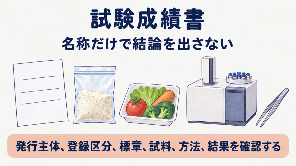 試験成績書という名称だけで判断せず記載内容を照らす図