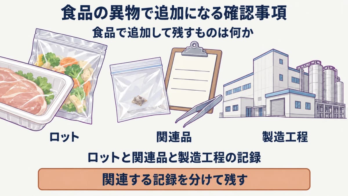 ロット関連品製造工程の記録をそろえる食品の異物対応