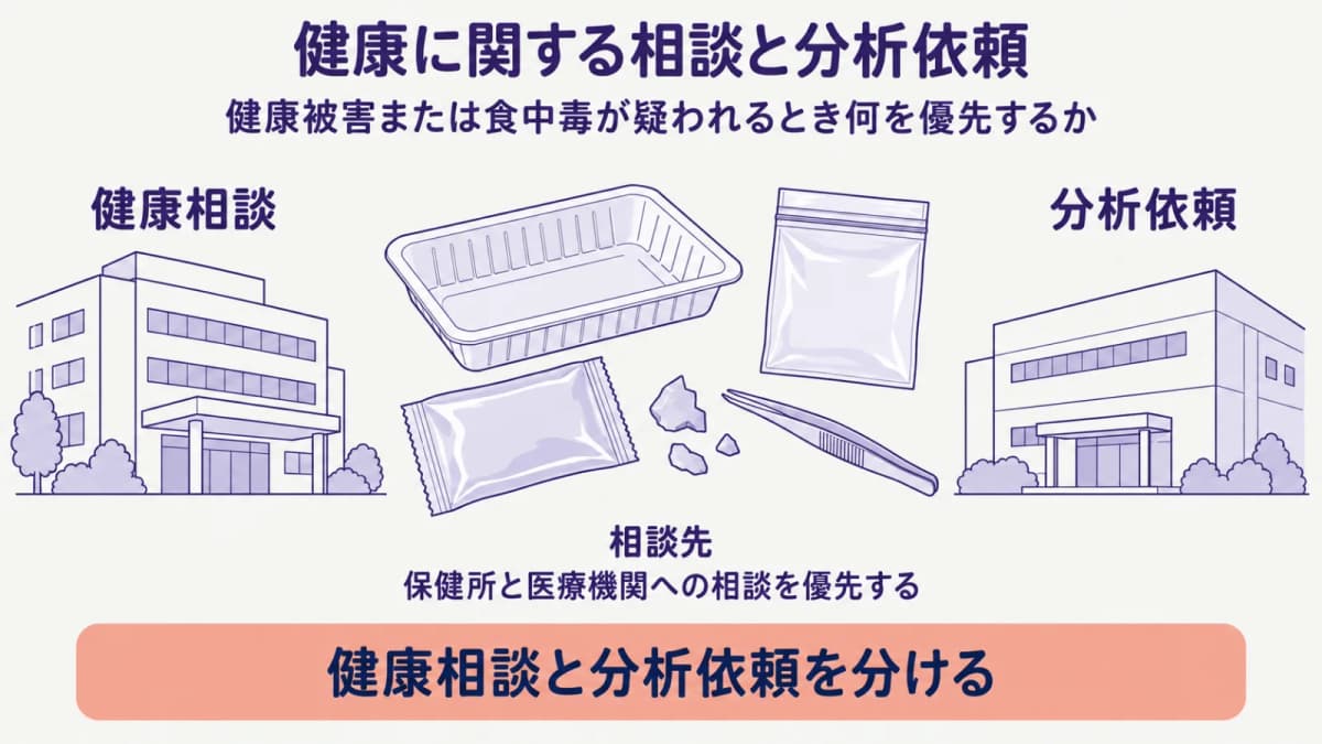 健康相談と分析依頼を分ける食品異物の確認